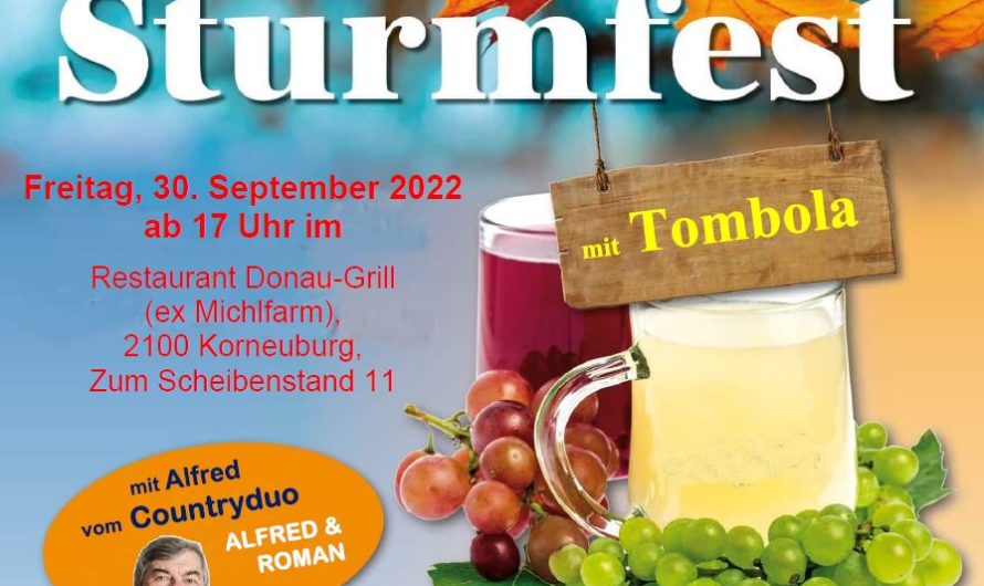 ÖKB – Sturmfest am 30. September 2022 mit Alfred Pertl im Donau Grill Korneuburg