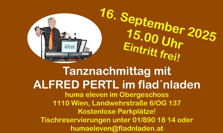 Ankündigung: Tanznachmittag mit Alfred Pertl im flad’nladen in Wien am 16. September 2025