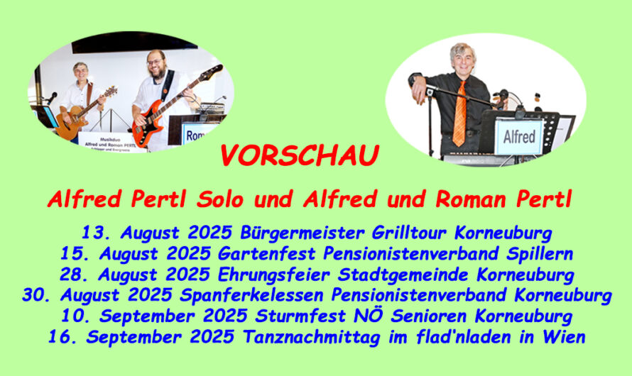 Ankündigung der nächsten Veranstaltungen