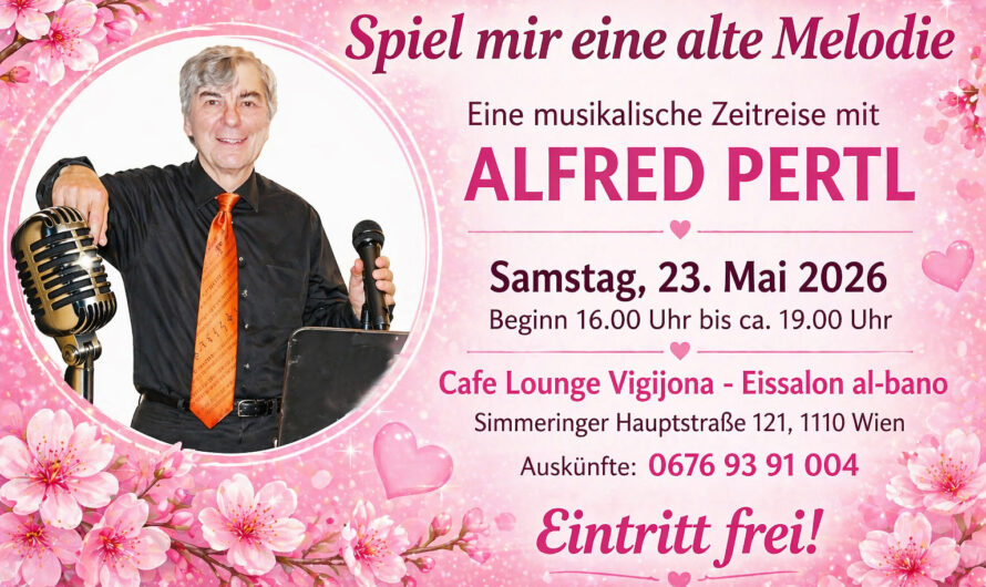 Ankündigung Schlagernachmittag Café Lounge Vigijona – Eissalon al-bano am 23. Mai 2023